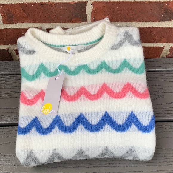 Boden Sweaters - New Boden Effingham Fluffy Sweater in Azalea Chevron Stripe